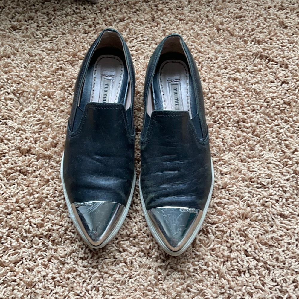 Miu Miu steel toe slip ons
